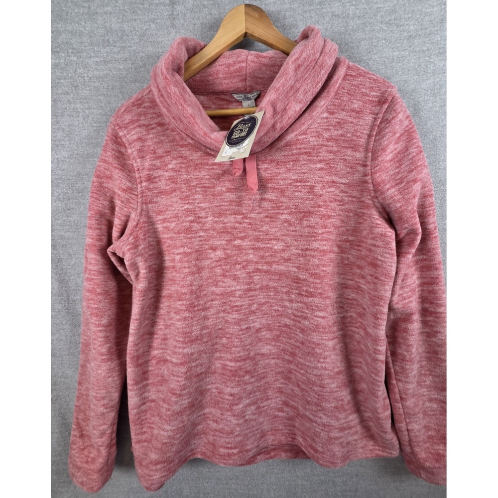 GH Bass & Co Funnel Neck Fleece Shirt L Go To Comfort Pink Heather Warm Cozy NEW